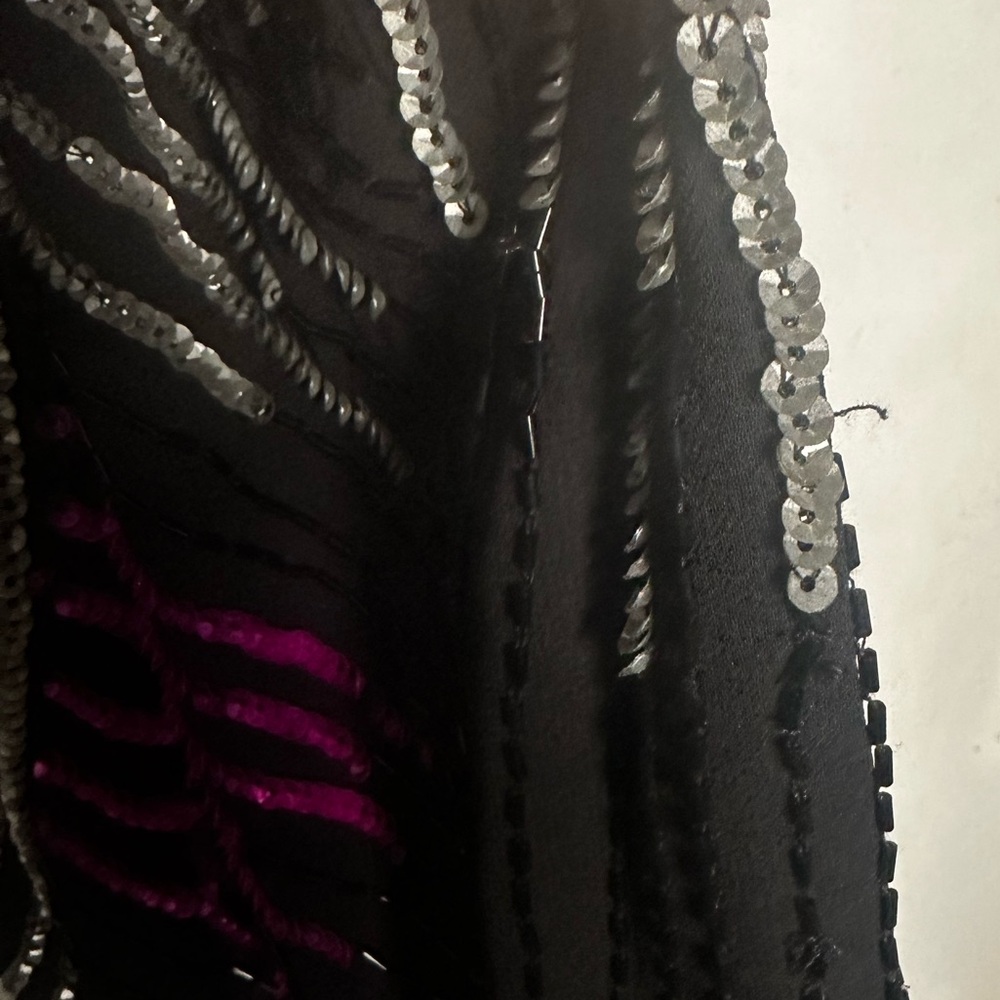 Aidan Mattox Women's Black V-Neck Beaded High-Low Faux-Wrap Dress Size 8 Ab13 - Picture 6 of 8
